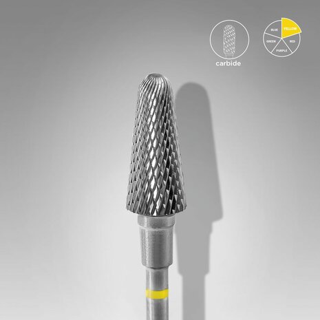 Carbide Nail Drill Bit, &quot;Frustum&quot;, Yellow, Head Diameter 6 Mm / Working Part 14 Mm