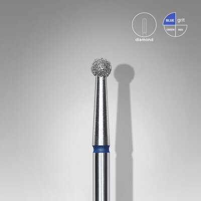 Diamond Nail Drill Bit, "Ball", Blue, Head Diameter 2.7 Mm